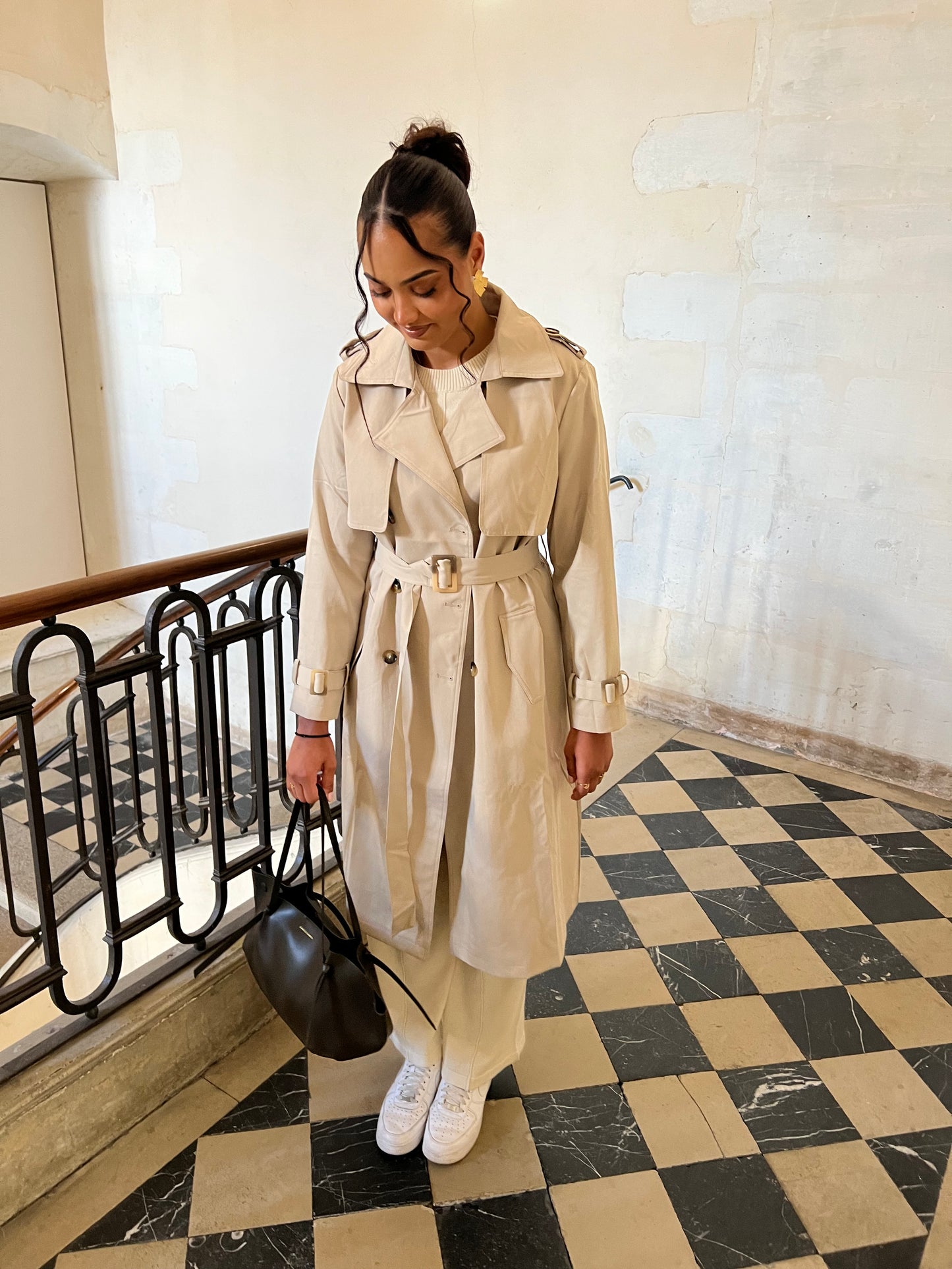 Long beige trench