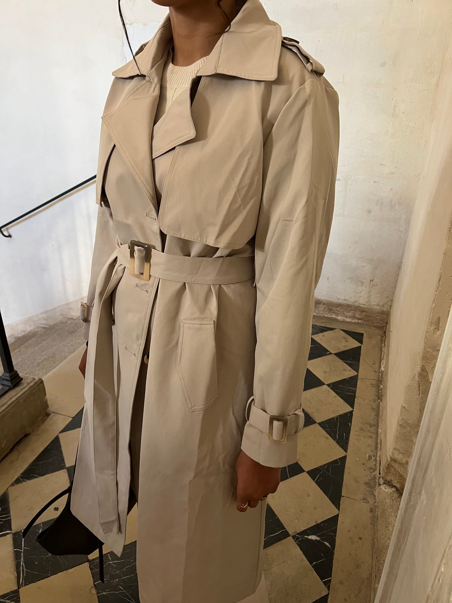Long beige trench